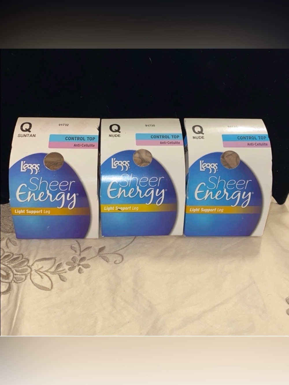 L’eggs Sheer Energy Anti-Cellulite Light Support Panty Hose Size Q Bundle